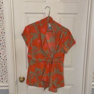 Chadwicks Orange and Red Floral Blouse